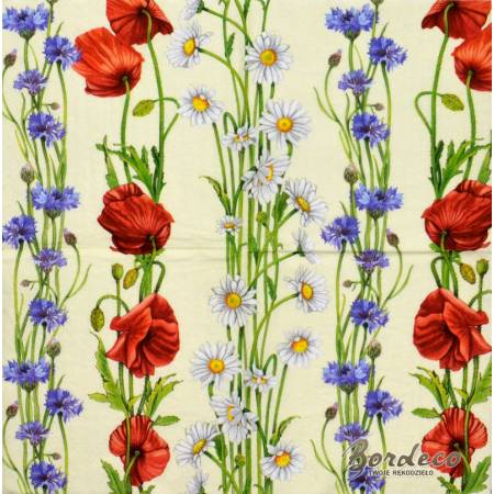 Serwetka do decoupage firmy NOUVEAU polne kwiaty 33x33